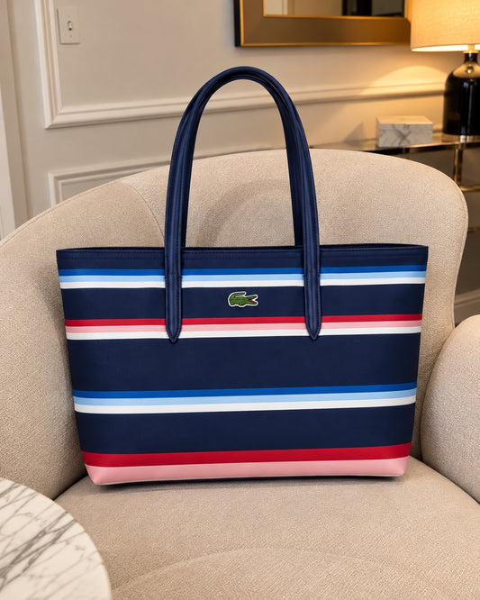 Navy Tri Color Lac. Tote