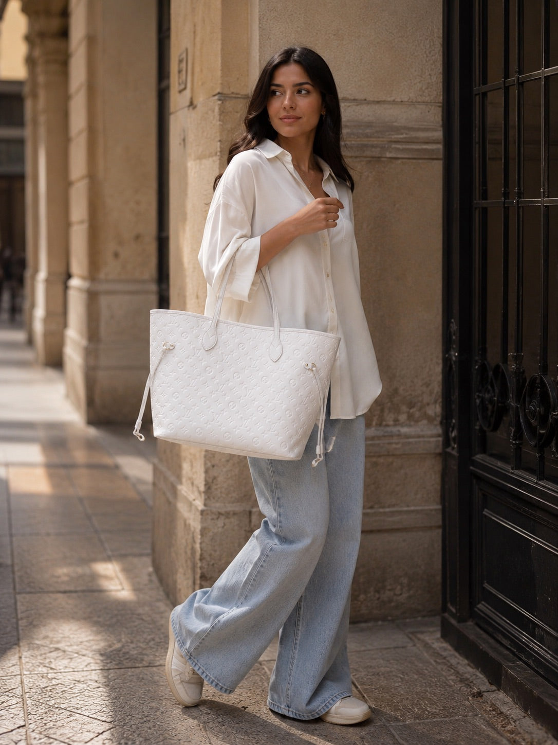 LV White Tote