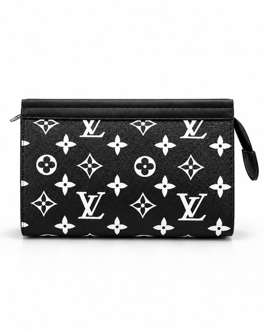 LV Black & White Clutch with Box