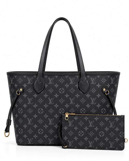 LV Black Grey Tote