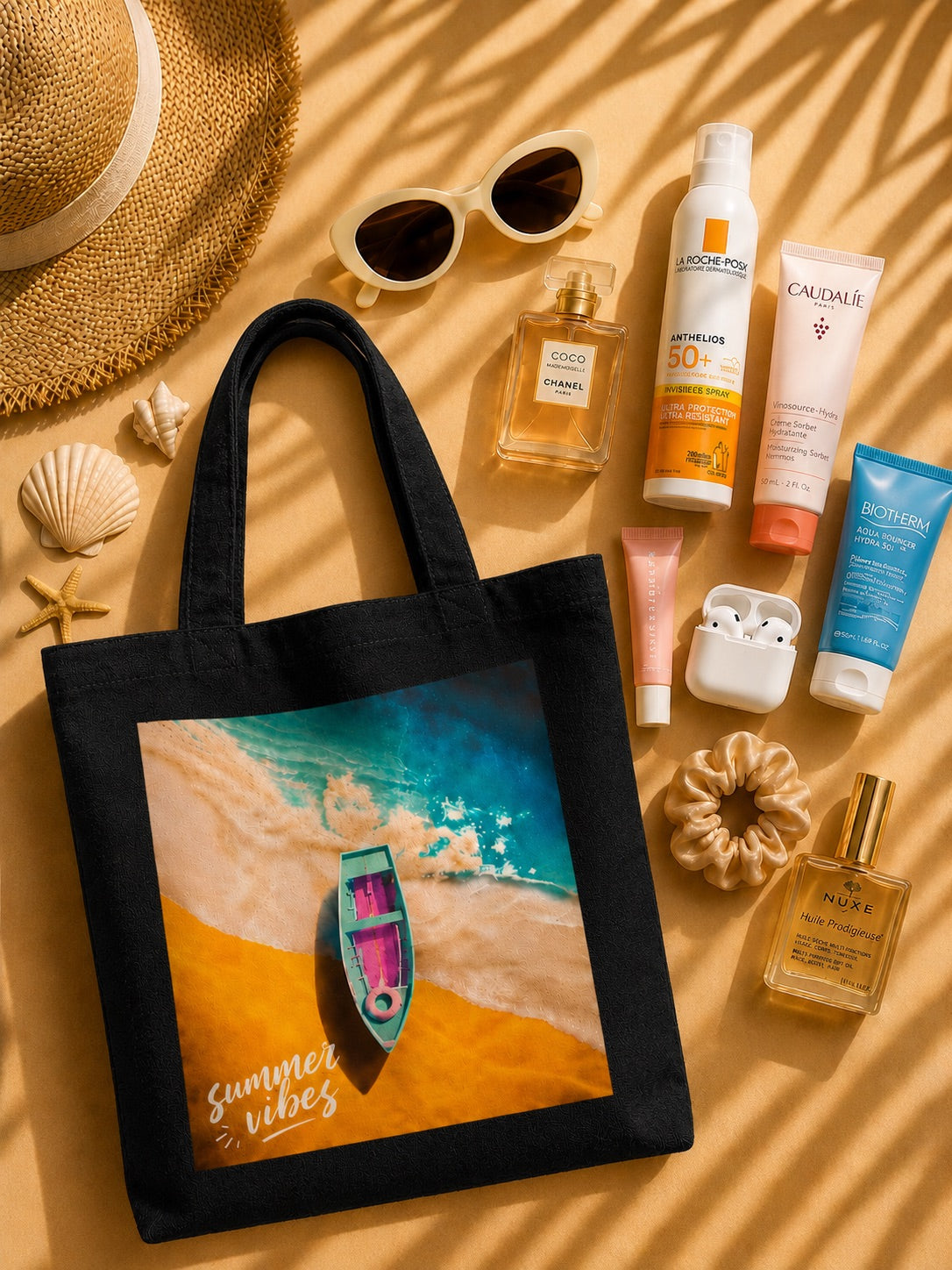 Summer Vibes Black Tote