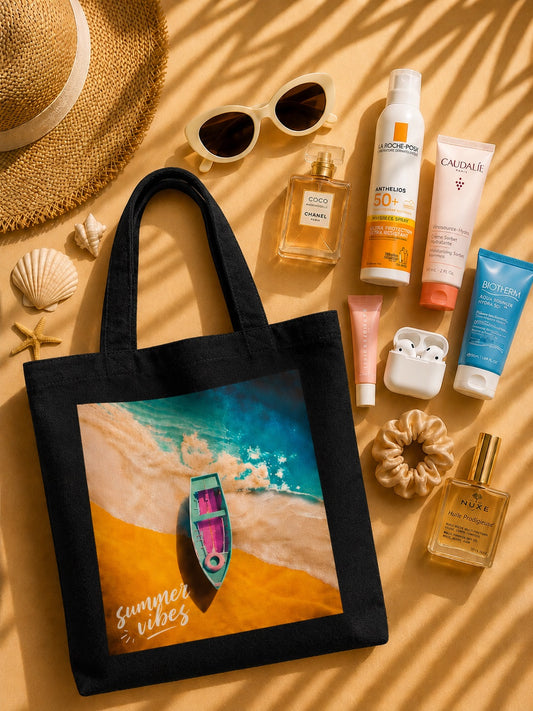 Summer Vibes Black Tote