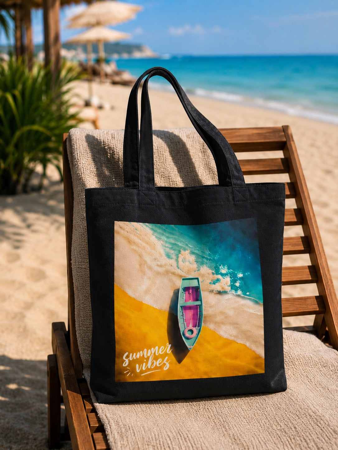 Summer Vibes Black Tote