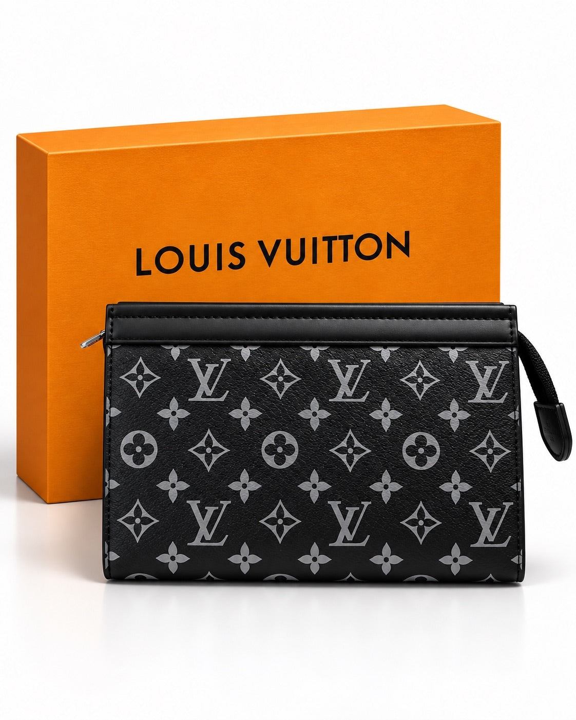 LV Black & Grey Clutch with Box