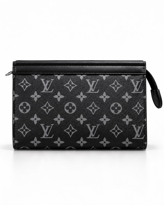 LV Black & Grey Clutch with Box