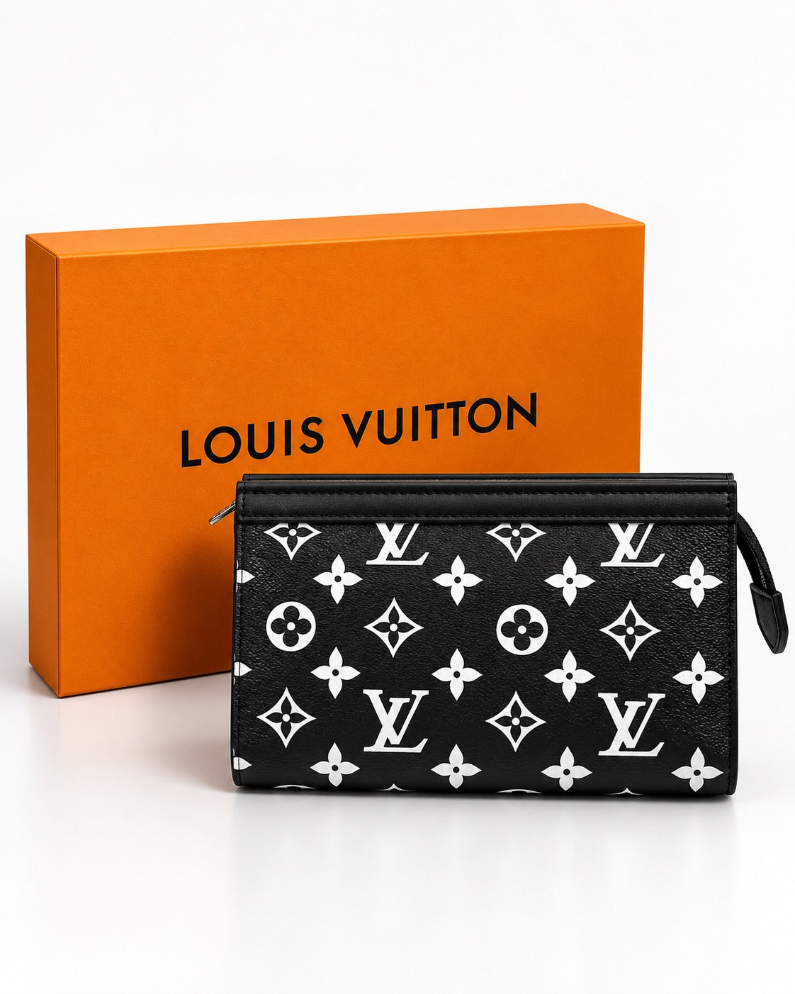 LV Black & White Clutch with Box
