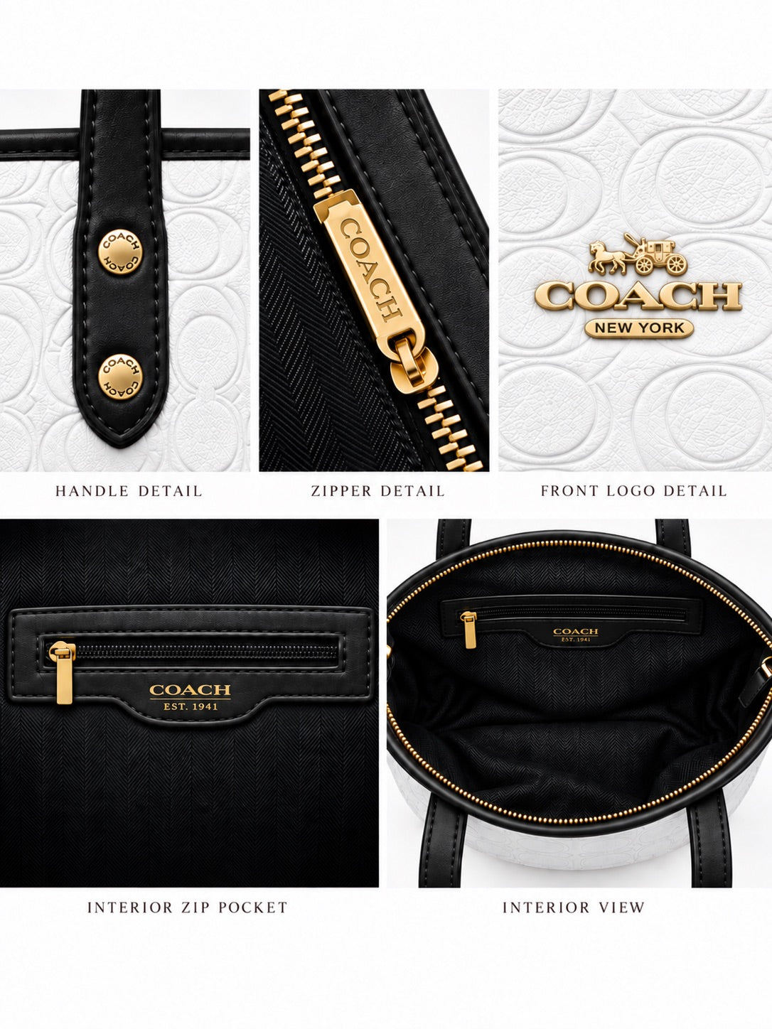 Coach White Tote