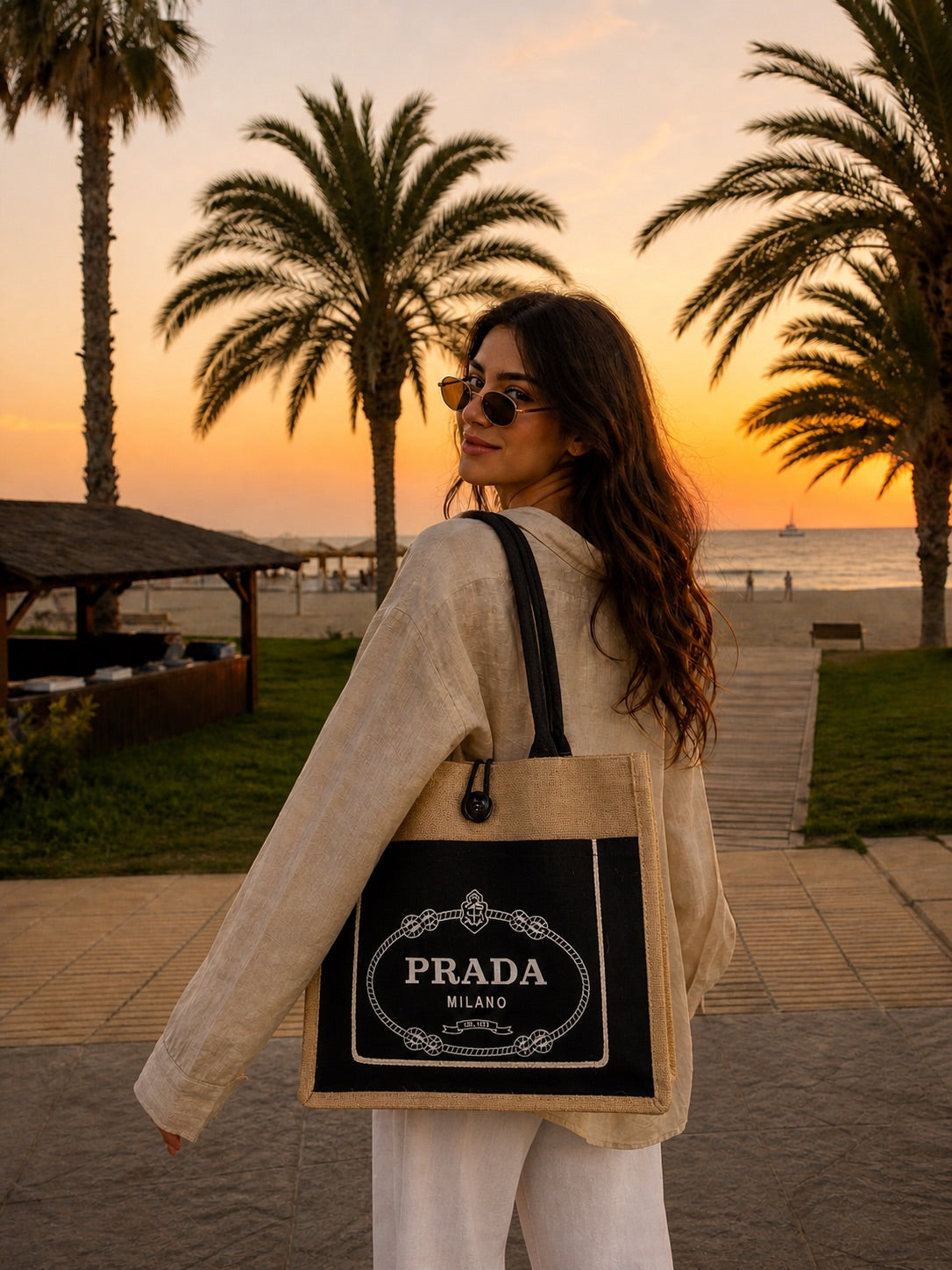 Summer Vacation Black Tote