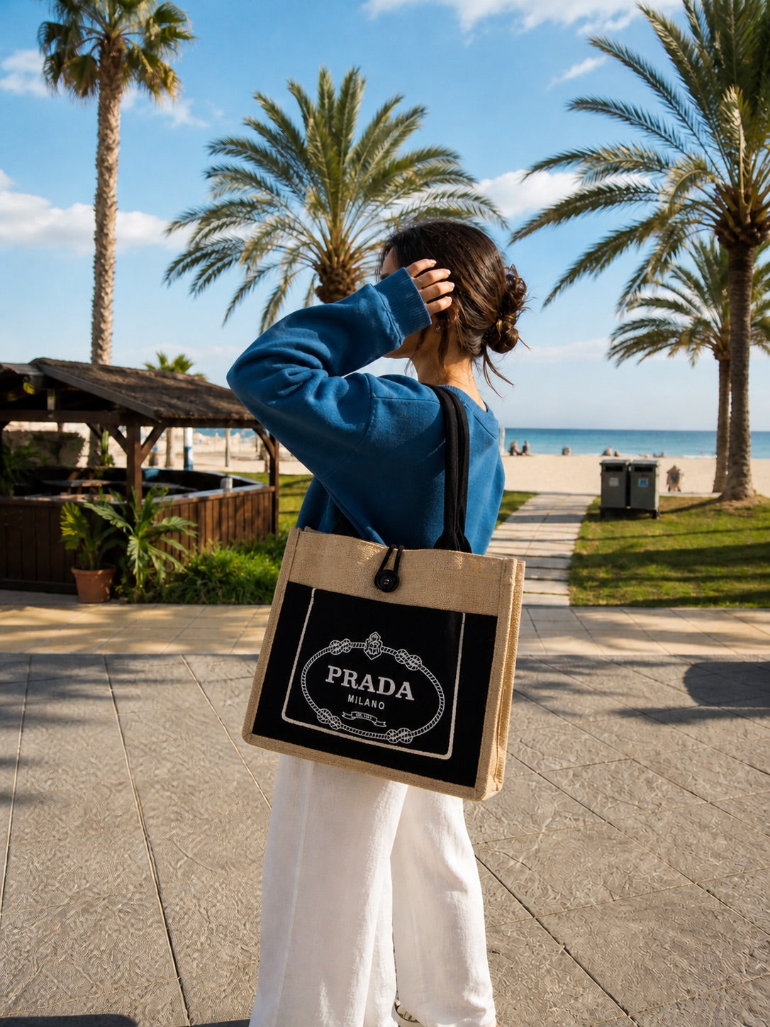 Summer Vacation Black Tote