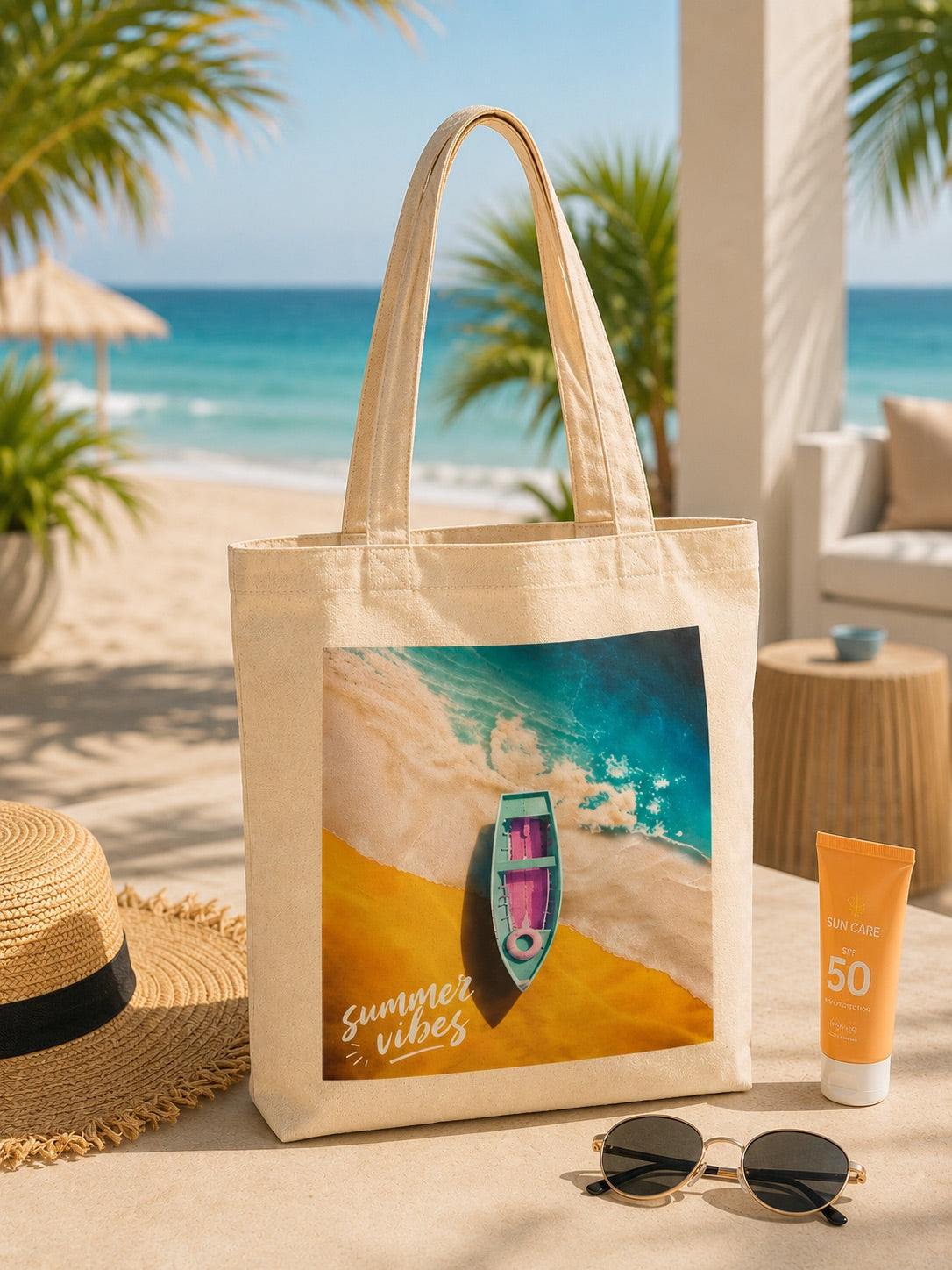 Summer Vibes White Tote